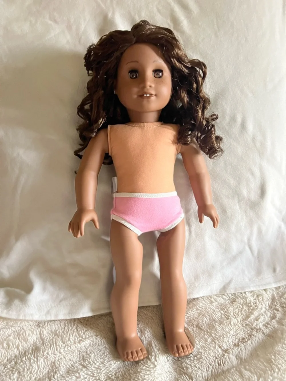 American Girl CYO Sonali Mold- Brown Curly-Haired Doll with Freckles - Picture 2 of 5